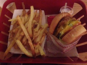 cheeseburger and fries
