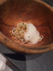 Tagliatelles de céleri et coques / Huître / Café